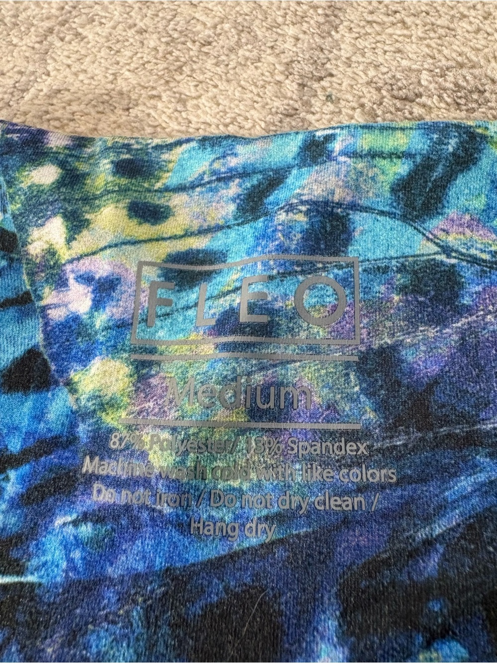 Blue Multi-Print High-Rise Women’s Workout Shorts - Picture 2 of 2
